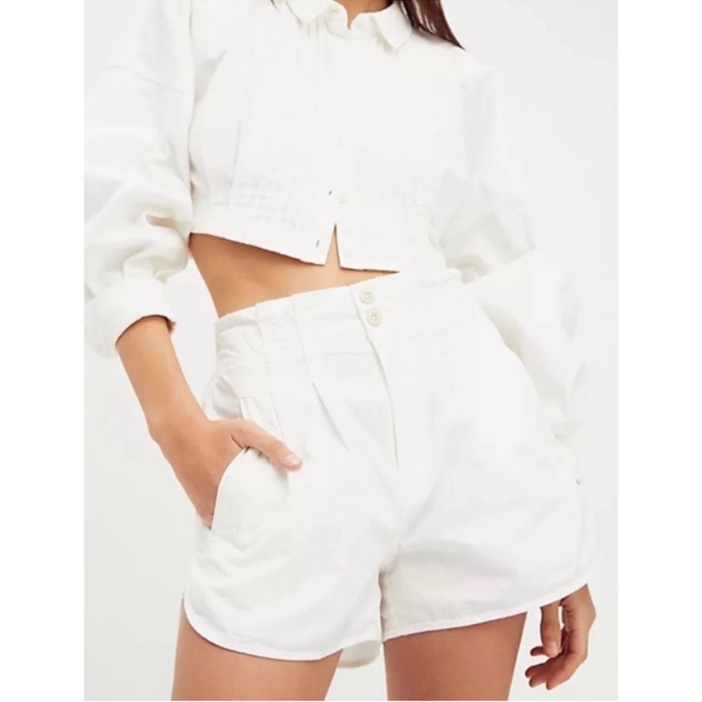 Free People High Waist White Shorts